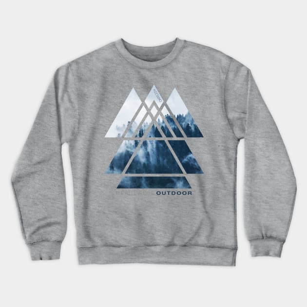 Blue Forest | Real Life Is Outdoor | Adventure & Wilderness Crewneck Sweatshirt by Keetano